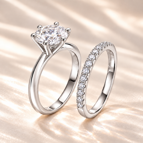 SOLVAZ Classic Bridal Duo in silver — side angle