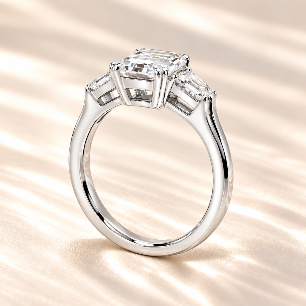 SOLVAZ Emerald Three-Stone Ring — side profile