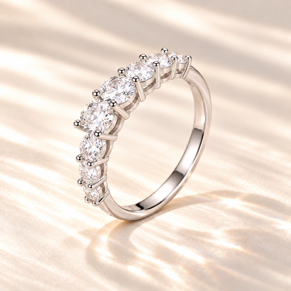 Graduated Moissanite Ring — angle 2