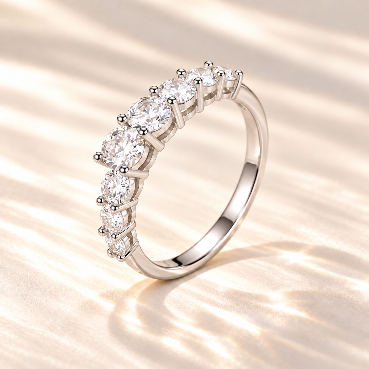 Graduated Moissanite Ring — angle 2