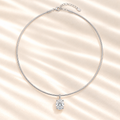 SOLVAZ Oval Moissanite Solitaire Necklace — Silver top view
