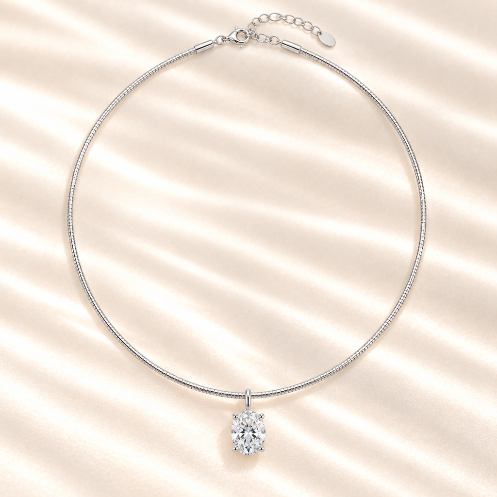 Oval Moissanite Solitaire Necklace