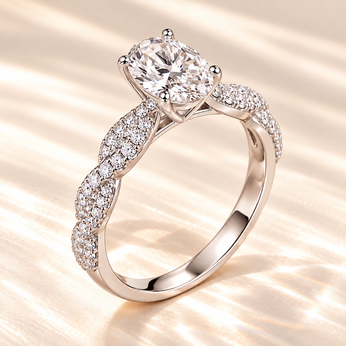 SOLVAZ Oval Pavé Ring — side angle