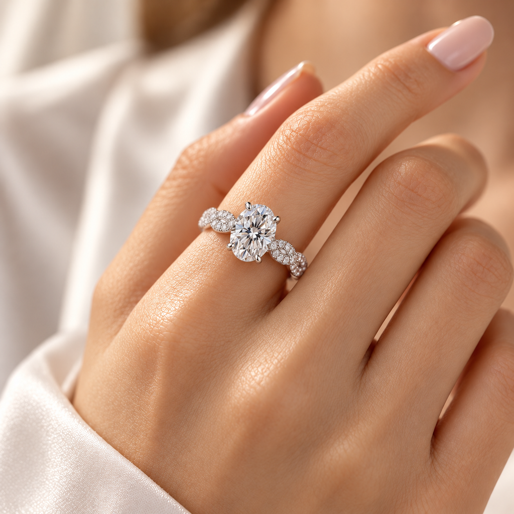 SOLVAZ Oval Pavé Ring — on hand
