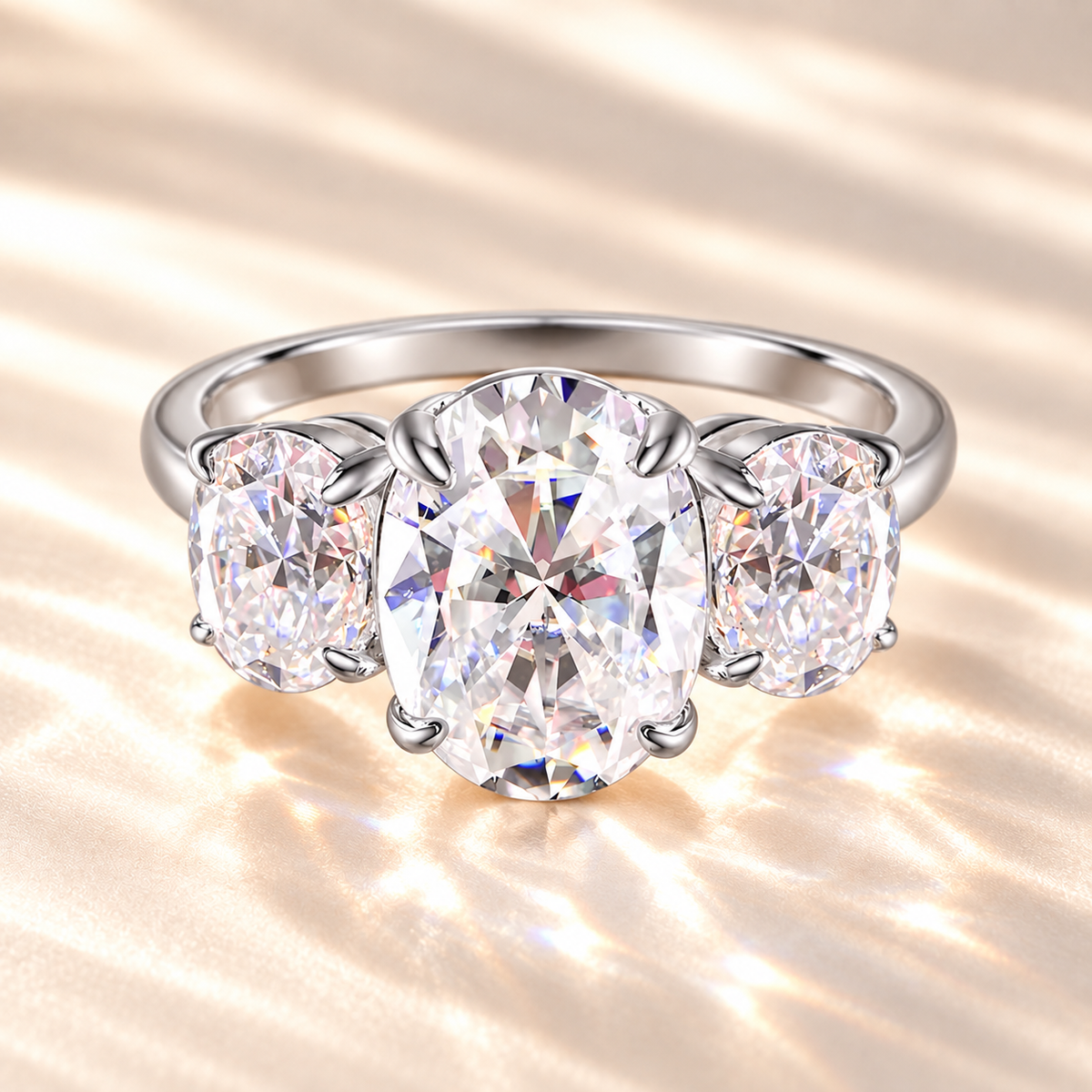 SOLVAZ Oval Three-Stone Ring — front angle