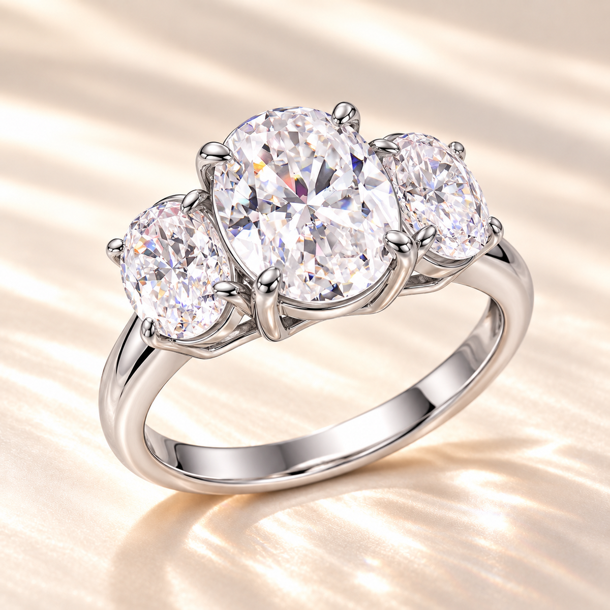 SOLVAZ Oval Three-Stone Ring — side angle