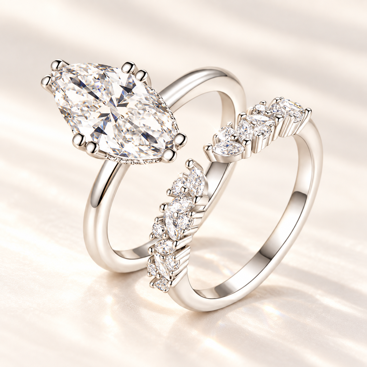 SOLVAZ Marquise Duo Ring Set
