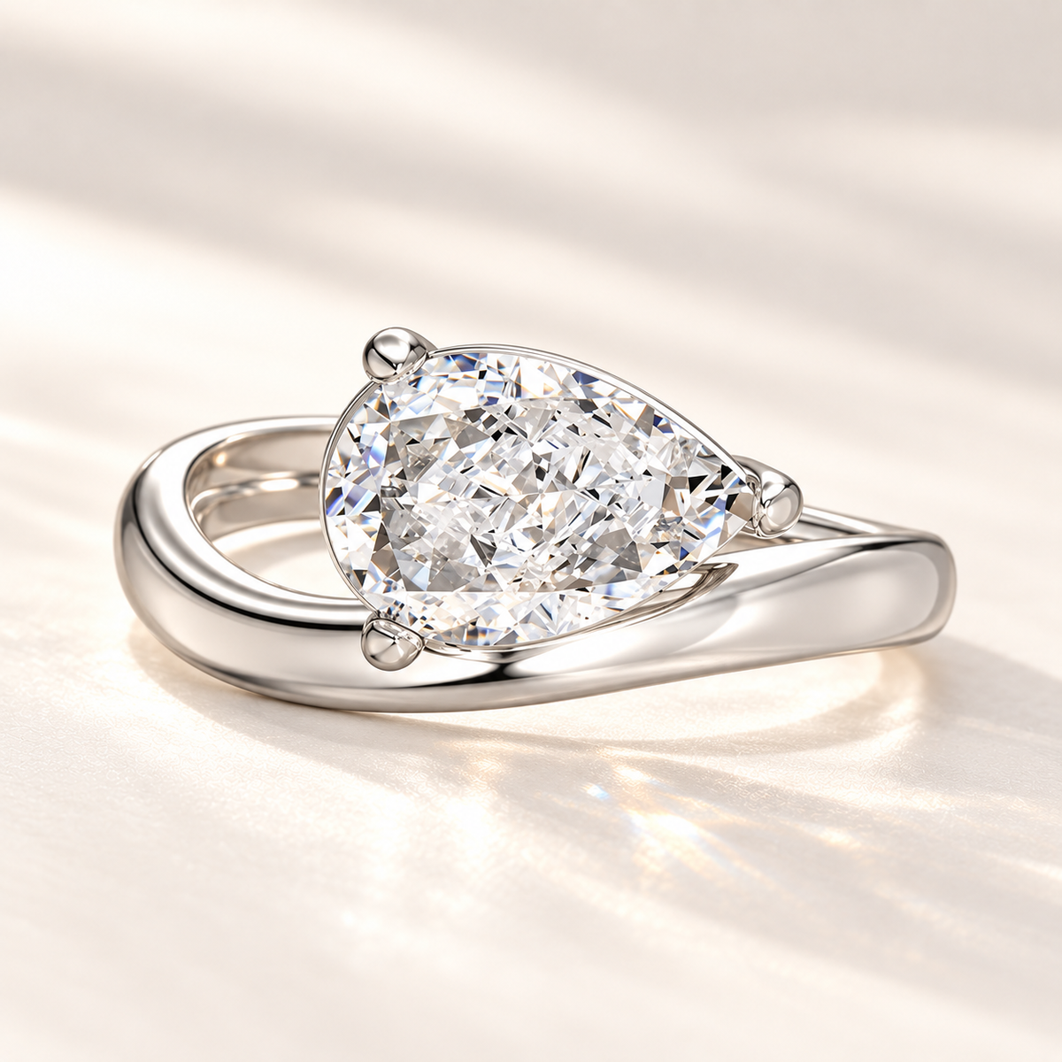 Pear Solitaire Ring