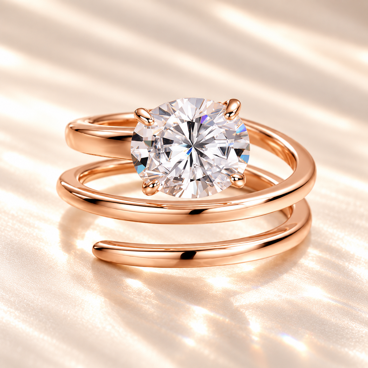 Spiral Solitaire Moissanite Ring