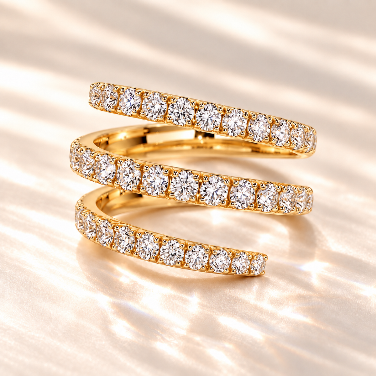 SOLVAZ Spiral Moissanite Ring — Gold angle 1