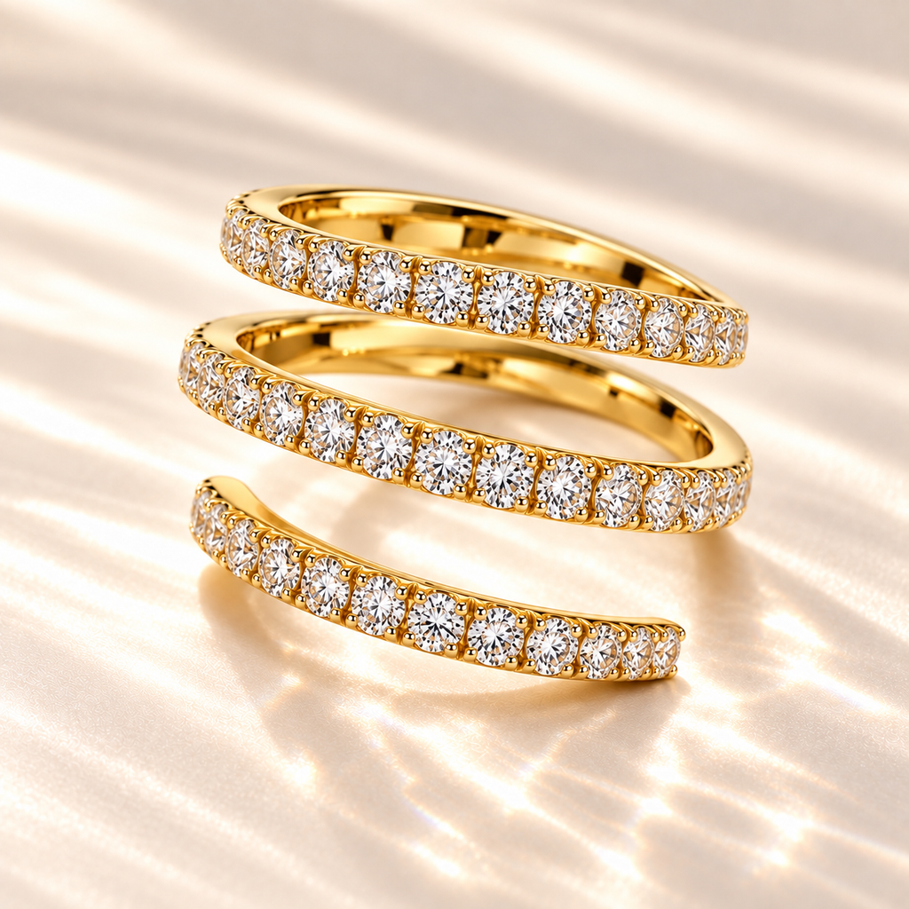 SOLVAZ Spiral Moissanite Ring — Gold angle 2