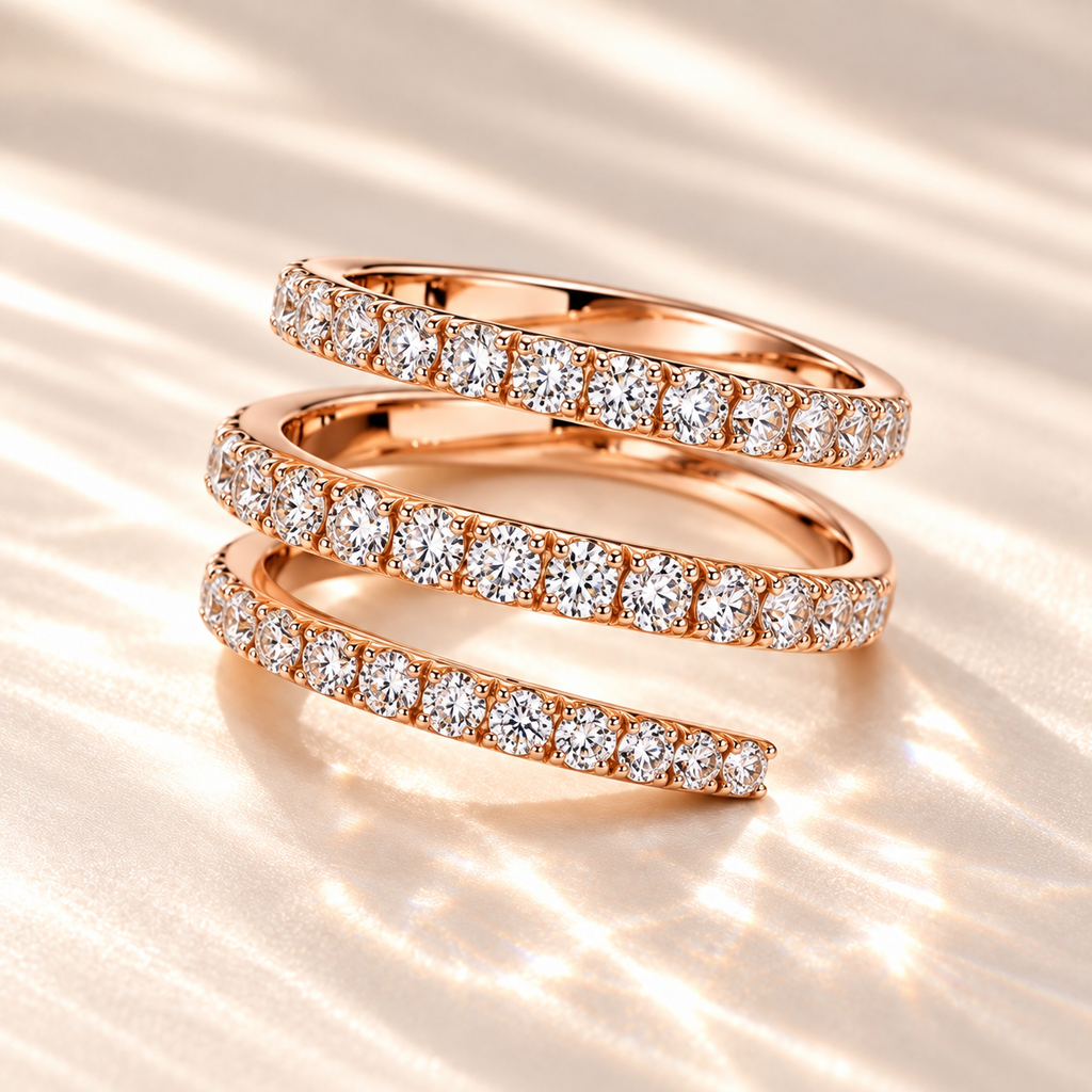 SOLVAZ Spiral Moissanite Ring — Rose Gold angle 2