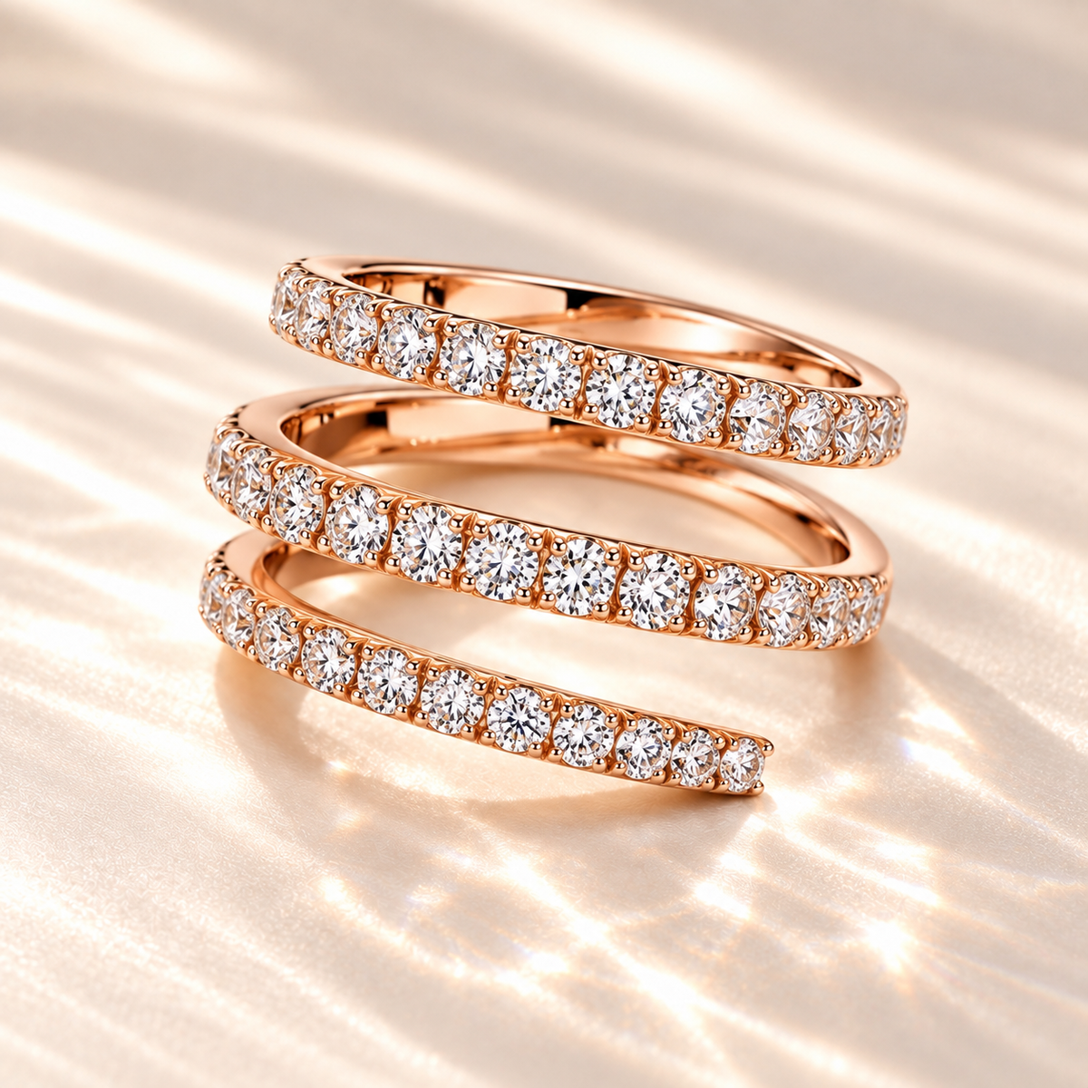 SOLVAZ Spiral Moissanite Ring — Rose Gold angle 2