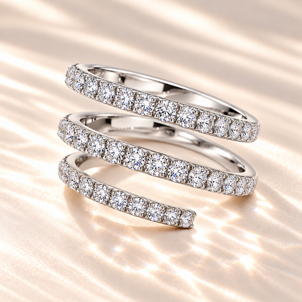 SOLVAZ Spiral Moissanite Ring — Silver angle 2
