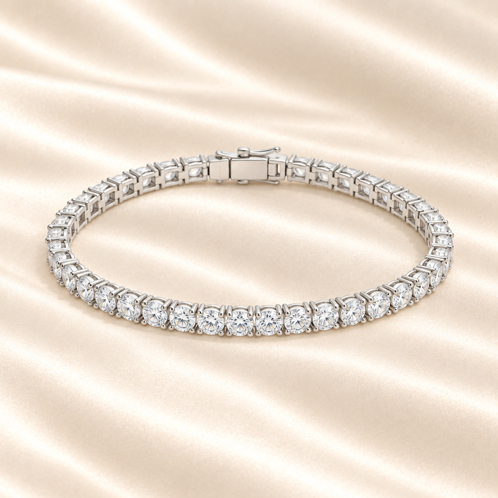 Platinum Moissanite Tennis Bracelet